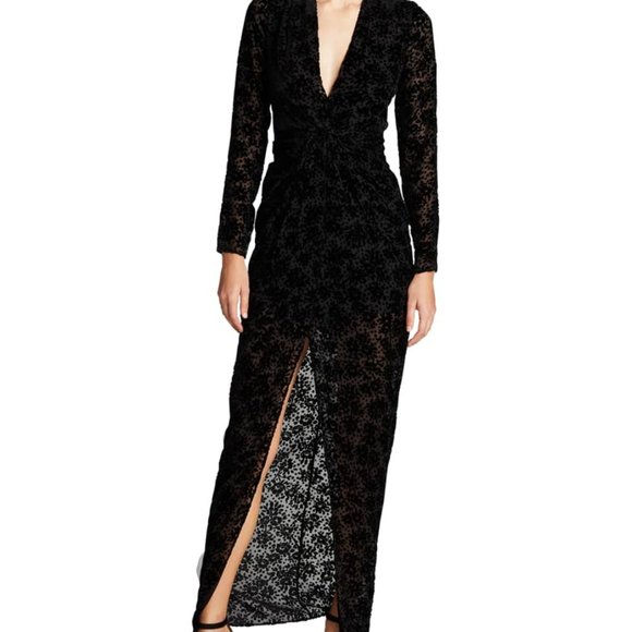 Veronica Beard Dresses & Skirts - NWT Veronica Beard Velvet V Neck Plunging Lace Floral Print Slit Maxi Dress Gown